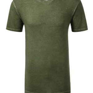 Four41 Hipster Longline Short-Sleeved Pigment T-Shirt Olive